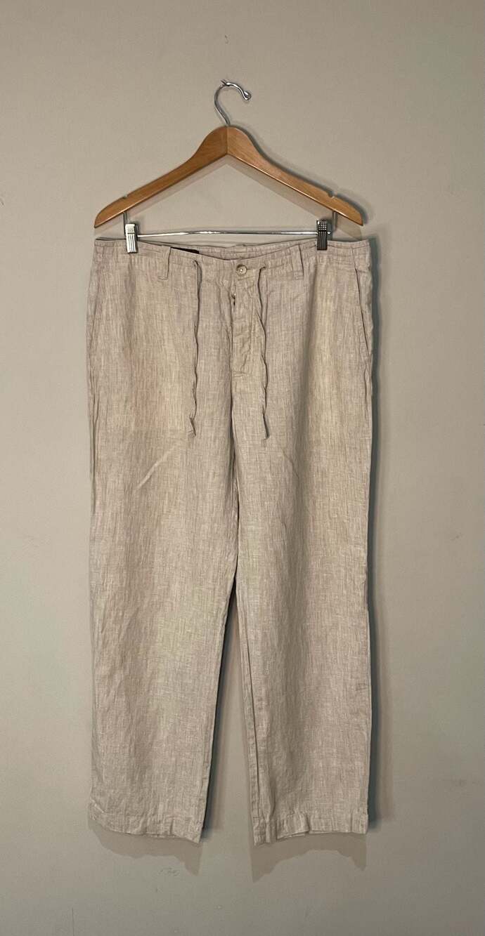 Perry Ellis 100% Linen Drawstring Pants Size 36